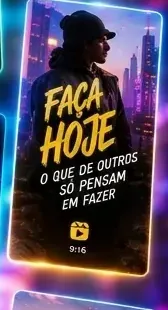Capa de Reel 9:16 com o título Faça hoje, em amarelo sobre a cidade à noite
