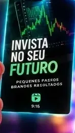 Capa de Reel 9:16 com o título Invista no seu futuro, em verde com gráfico em alta